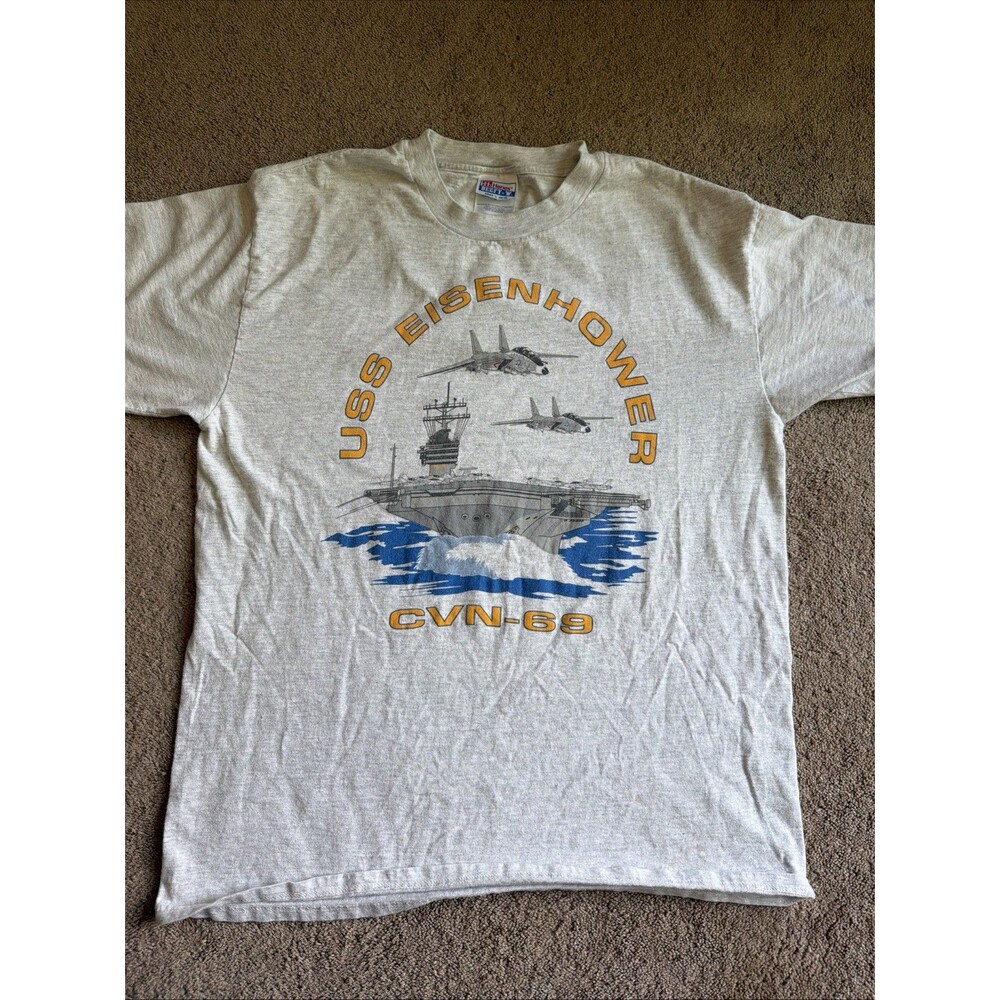 Vintage USS Dwight D. Eisenhower CVN-69 Navy Tee Made In USA Size L